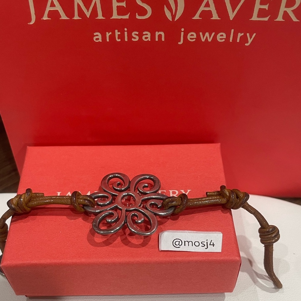 Retired James Avery Flower Blossom Knotted Leather Cord Bracelet